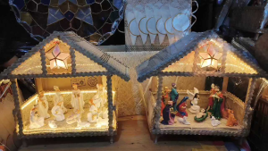 Small Size Variation Nativity Complete Set with House and Lights - Characters and Without Characters Decor Ornaments Religious Star Ceramic Bamboo Decoration Christmas