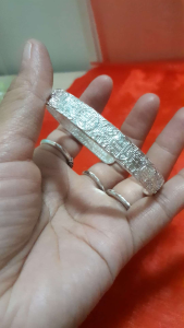 Bangle Lucky Silver Bracelet with Engraved Design for Fashion Accessories