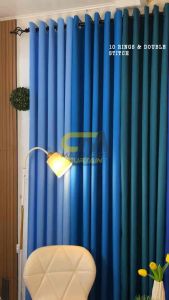 Madrazos 10 Rings - Plain Blue Curtain - Non-Faded Cotton and Kretona Fabric - Double Stitching - 5 to 9 Feet Long - Baby blue Aqua blue Teal Royal blue & Navy blue
