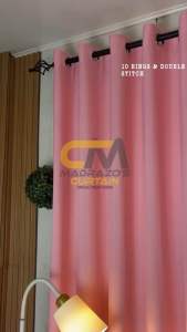 Madrazo`s 10 Rings - Plain Pink Curtain -Non-Faded Cotton and Kretona Fabric - 5FT up to 9FT LONG - Baby pink Pink & Fuchsia pink