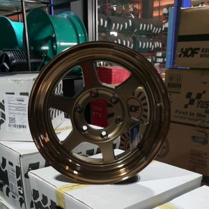 ล้อแม็ก 16 SIZE กว้าง 8.0" ET 0 6รู ราคา1ชุด (4วง) ยี่ห้อ HOF รุ่น HF323T สี ทอง