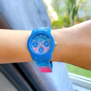 นาฬิกาผู้หญิงFunfetti Blue สายซิลิโคนสีฟ้า มีเข็มบอกวันวันที่ หน้าปัด 38 มิล
