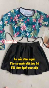 Áo bơi lẻ tay dài croptop dây đan lưng sành điệu Áo tắm bikini Sài Gòn
