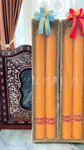 เทียนพรรษา เทียนใหญ่ เทียนพรรษาห่อผ้าทอง ติดโบว์ผ้าสวยงาม พร้อมถวายพระ (ขายเป็นคู่)