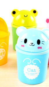 tempat sampah mini karakter lucu warna warni