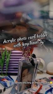 Acrylic Transparent Photo Card Holder Cartoon Pendant ID Keychain