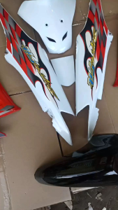 Cover Body Fullset Halus Honda Supra Fit New Api Lis Stiker 2006 s/d 2007 Merah Putih