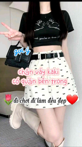 Chân Váy Kaki In Nơ Dáng Chữ A Có Quần Bên Trong Thời Trang Nữ Habis