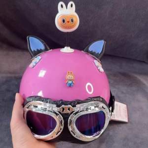 Nón bảo hiểm kèm charm labubu+lòso+ kính siêu đẹp tặng kèm kính phi công