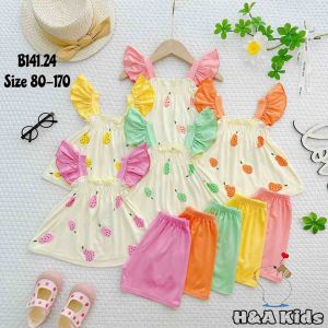 [7-30kg] Quần Áo Bé GáiBộ Cánh Tiên Cho Bé Gái Vải Chuẩn Chất Thun Lạnh Hoạ Tiết Siêu Đáng Yêu Cho Bé