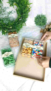 Box Parcel Lebaran Tutup Mika 30x20CM + Pita Bunga | Box Hampers Lebaran - B.MAKANAN