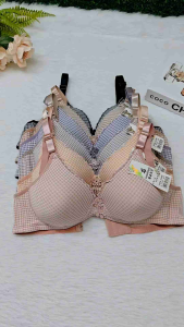 [Ready stock] Women Bra Wireless B Cup Size 36-42 Non-wired Bra Plaid Underwear Comfortable Soft 318