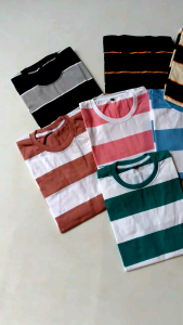 kaos baju tshirt belang belang stripe garis garis terbaru bahan cotton cvc 24s tebal