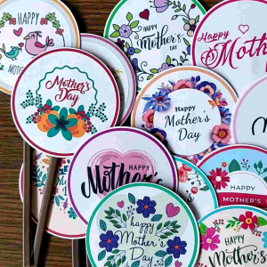 topper mothers day/hari ibu/hiasan buket/hiasan kue (7cm bulat)