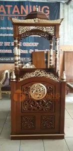 (WAJIB BACA DESKRIPSI) MIMBAR ALLAH KAYU JATI FINISHING PODIUM DEKORASI RUANG INTERIOR MURAH TATANING FURNITURES JEPARA