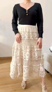 ●ECLAIRE● 003 Rok Skirt Midi Rajut Knit Crochet Boho Bohemia Kasual Casual Korea Santai Pantai Liburan Import 9888