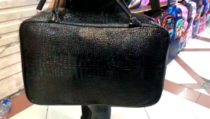 TRAVEL BAG MOTIF CROCO UKURAN JUMBO WARNA HITAM KULIT PREMIUM