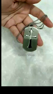 Kalung Titanium Liontin Plat Salib Trendi