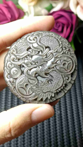 Premium Grade 7A Silver Obsidian Crystal Stone Dragon Pendant 精品收藏级招财银曜石立体精雕龙牌吊坠