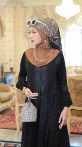 SOPHIA ชุดเดรสอาบาย่ามุสลิม ปักลาย เนื้อผ้าชีฟอง+ผ้ายืดพรีเมี่ยม 2 ชั้น รหัส DRN58