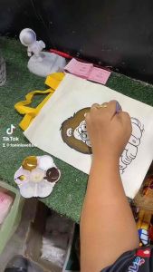 ถุงผ้าเพ้นท์สี ทำมัดย้อม 10ใบ ขนาด8*10นิ้ว