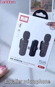Earldom ET-MC17 Wireless Microphone 2-in-1 | Dual Clip Mic with Type-C & Lightning Receiver for Live Streaming