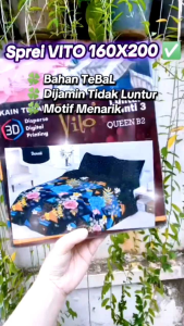 SPREI VITO Queen Size B2 Ukuran 160 X 200 Tinggi 20 cm Motif Terlaris Terbaru pilihan