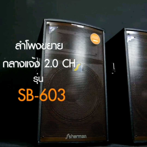 SHERMAN SB-603 ลำโพงขยายกลางแจ้ง ขนาด 15 นิ้ว กำลังขับรวม 400W