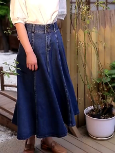 Rok Jeans Korea Terbaru Bawahan Wanita Kasual Denim Mayung 7/9