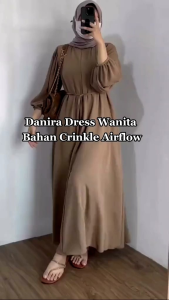 DANIRA LD 110 LD XXL 120 JUMBO GAMIS CRINGKLE AIRFLOW DRESS MUSLIM WANITA GAMIS BUSUI RESLETING DEPAN