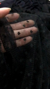 vải voan lưới thêu chấm bi màu đen  _ ( khổ 1m6)mềm mỏng co dãn  may đầm váy áo thiết kế vv