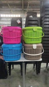 Picnic Weave Basket w/ Two Opener Lid & Side Handle Sides Lock Food Storage Picnic Organizer Space Savers