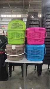 UniGlobal High Quality Picnic Weave Basket w/ Two Opener Lid Side Handle Side Lock Food Storage Picni Organizer Space Saver