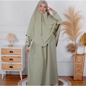 Gamis Free Hijab Syar'i Bahan Adem Busuy Set Khimar Baju Muslim Terbaru Bisa COD