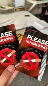 2PCS Please No Smoking Waterproof Vinyl Sticker 2.85x4.05 Warning Sign Door Wall Office Store Sticker