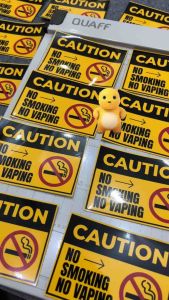 2PCS Waterproof NO SMOKING NO VAPING Vinyl Sticker 4.05"x2.85" Warning Sign Indoor Outdoor Stickers 2PCS