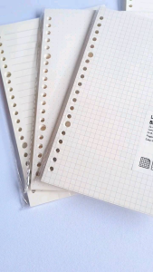 Panmomo Loose Leaf Binder Paper A5 B5 60 lembar 80 gsm Kertas Isi Binder Warna Putih Gading Motif Grid Ruled Dot