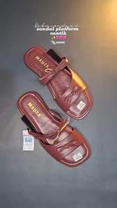 Kekinian Sandal Slop Pita Sendal Cewek Empuk Kulit Sintetis