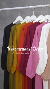GAMIS DEWASA POLOS TERBARU CRINKLE AIRFLOW YASHIRA DRESS OUTFIT TRENDY 2025