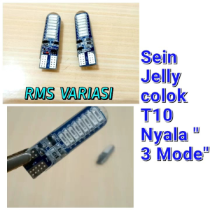Sein/senja colok T10 Jelly 16 LED (Nyala 3 Mode) BIRU