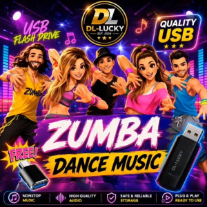 DL-Lucky USB Flash Drive Zumba Dance Music Nonstop High Quality Audio Safe & Reliable Storage Plug & Play Ready to Use