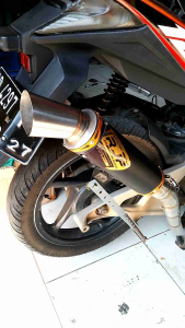 KNALPOT SAMLONG BLACK COATING RJF ORIGINAL MIO SPORTY/SMILE/KARBU MIO J MIO GT /SOUL FINO KARBU/FI XRIDE XEON KARBU NOUVO INLET 38MM NOT DSM