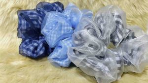 SCRUNCHIES CHECKERED COTTON W/ ORGANZA HAIR ACCESSORIES