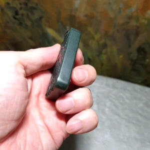 Premium natural deep greenish Nephrite double sides carvings Guan Gong Dragon Auspicious Clouds and in Ancient Chinese "Supremely Honourable & Righteous" pendant/handheld (with certificate) 和田玉塔青深绿双面雕刻关公、龙、祥云吊坠/手把(带证书)  ~~~ 义薄云天 保家卫国