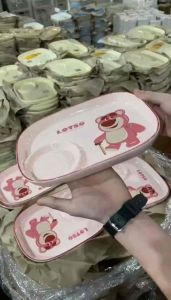 Dĩa khay sứ gấu dâu