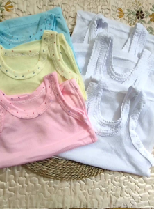 Kaos Dalam Anak 3 pcs Bayi Singlet Putih warna Polos Size SLembut Usia 0 bulan sampe 12 Bulan
