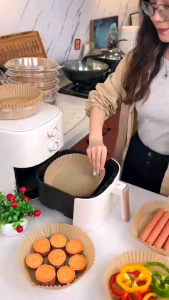 Giấy lót nồi chiên không dầu 1 Set 50 Tờ dùng cho nồi chiênlò nướnggiấy nến lót nồi chiên không dầu
