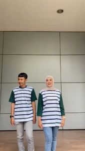 Aldira Kaos Oversize Couple Striped Combi Polos Terbaru 2024 / Baju Couple