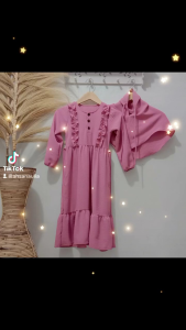gamis crinkle anak perempuan gamis anak viral crinkle set hijab