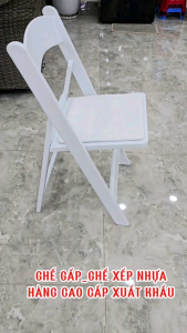 Ghế ăn gấp gọn ghế xếp đệm da cao cấp màu trắng sang trọng